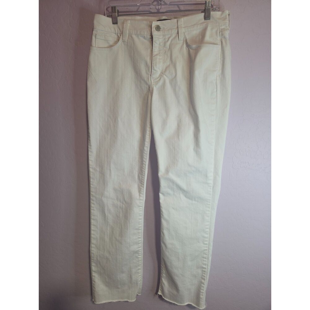 NYDJ Not Your Daughter's Jeans Sz 10 White Skinny Crystal Pocket Released Hem